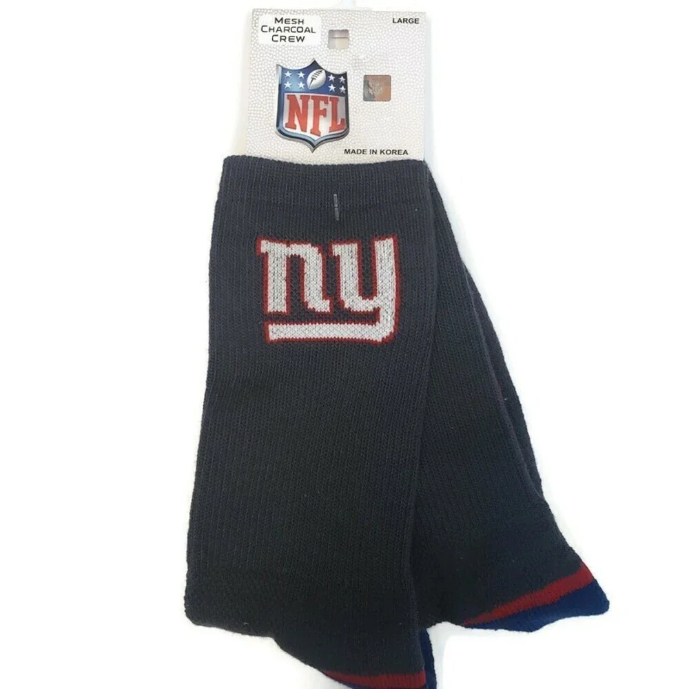 NFL Size Mens Large 10-13 New York Giants Mesh Charcoal Casual Crew Mens Socks